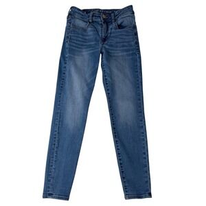 AE Jeans Blue Denim Skinny Fit High Rise Size 6 Basiccore‎ Vanilla Girl  Whisker